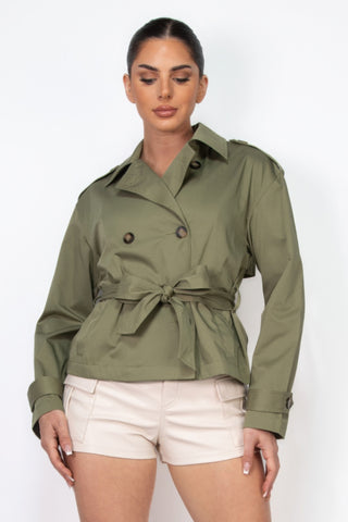 Double - breasted Waist - tie Trench Coat - Wear Arielle