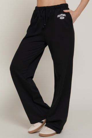 Waistband Print Detail Sweatpants black - Wear Arielle