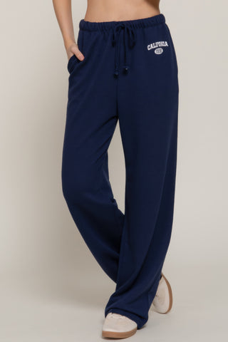 Waistband Print Detail Sweatpants navy - Wear Arielle