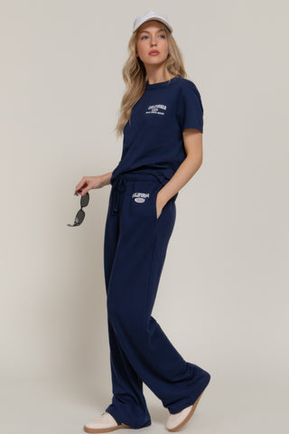 Waistband Print Detail Sweatpants navy - Wear Arielle