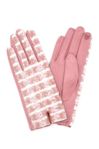 Fuzzy Plaid Smart Touch Gloves - Wear Arielle