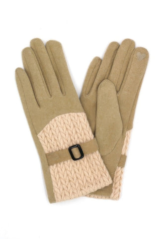 Cable Knit Smart Touch Gloves with Band Detail - Wear Arielle