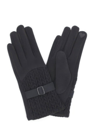 Cable Knit Smart Touch Gloves with Band Detail - Wear Arielle