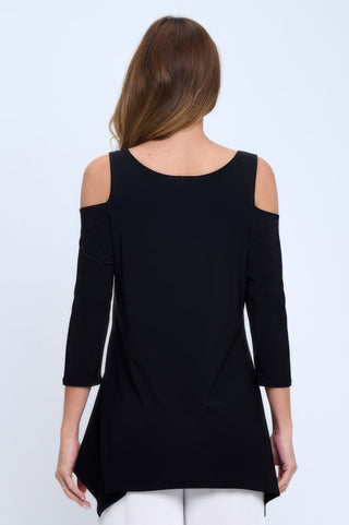 Black Cold Shoulder Sharkbite Top - Wear Arielle