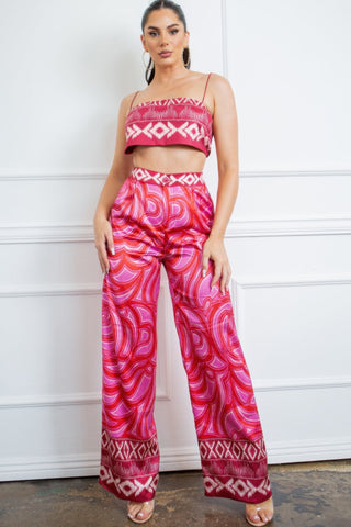 Bra Top And Wide Leg Pants Set - Wear Arielle