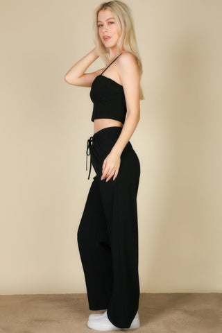 Bustier Crop Cami Top & Slant Pocket Straight Pants - Wear Arielle