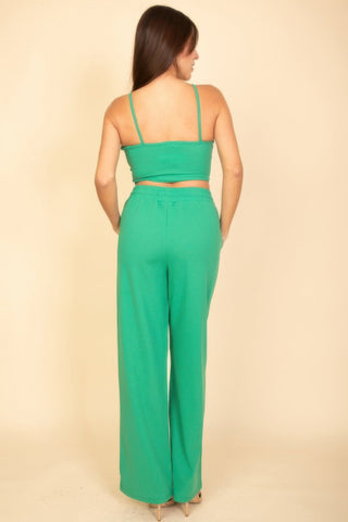 Bustier Crop Cami Top & Slant Pocket Straight Pants - Wear Arielle