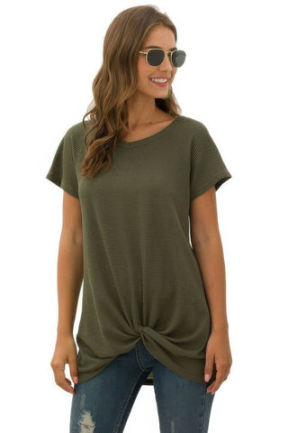 Crew Neck Solid Color Tunic Tops - Wear Arielle