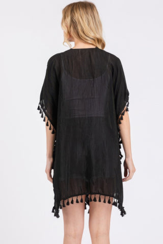 Crochet And Tassel Trim Cover Up - Wear Arielle