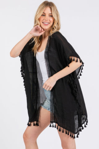 Crochet And Tassel Trim Cover Up - Wear Arielle
