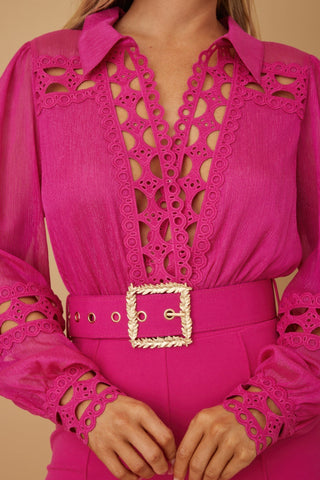 Crochet Detailed Woven Top Fashon Jumpsuit - Wear Arielle