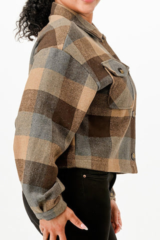 Cropped Flannel Jacket - Wear Arielle