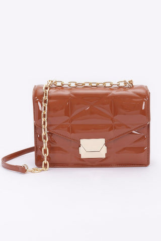 Embossed Enamel Flap Crossbody Clutch - Wear Arielle