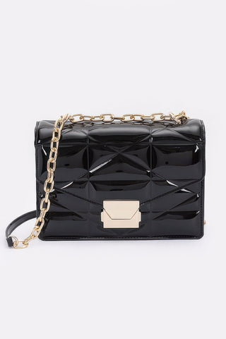 Embossed Enamel Flap Crossbody Clutch - Wear Arielle