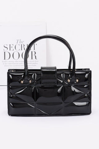 Embossed Enamel Handle Clutch - Wear Arielle