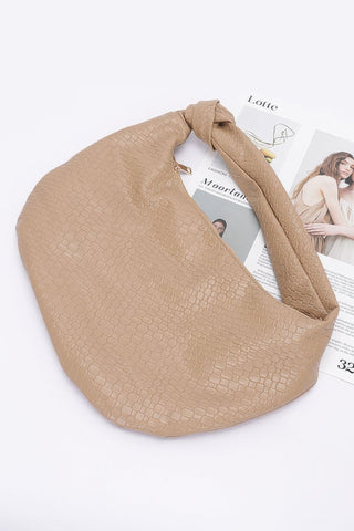 Embossed Faux Leather Big Hobo Bag - Wear Arielle