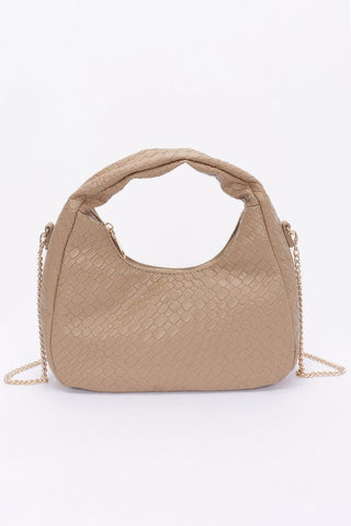 Embossed Faux Leather Hobo Bag - Wear Arielle
