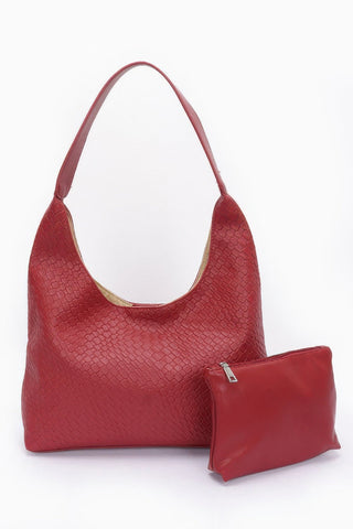 Embossed Faux Leather Shoulder Bag - Wear Arielle