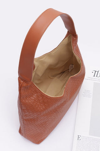 Embossed Faux Leather Shoulder Bag - Wear Arielle