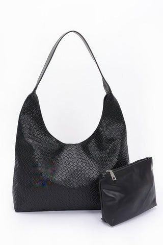 Embossed Faux Leather Shoulder Bag - Wear Arielle