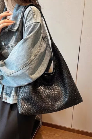 Embossed Faux Leather Shoulder Bag - Wear Arielle