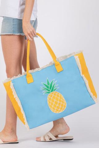 Embroidered Anchor Patch Fringe Tote Bag - Wear Arielle