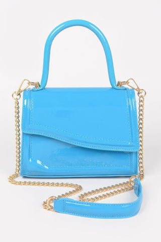 Enamel Faux Leather Top Handle Bag - Wear Arielle