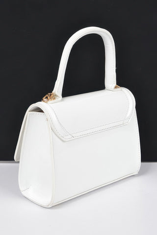 Enamel Faux Leather Top Handle Bag - Wear Arielle