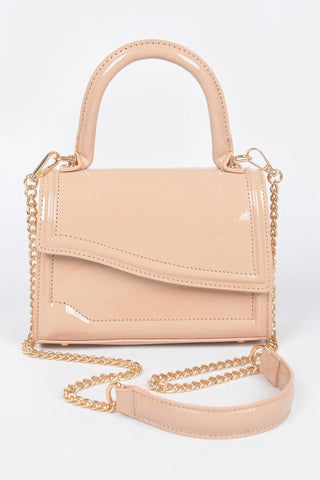 Enamel Faux Leather Top Handle Bag - Wear Arielle