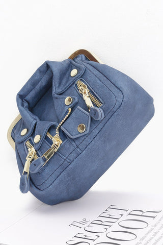 Faux Denim Leather Jacket Style Crossbody Bag - Wear Arielle