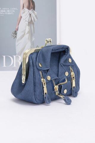Faux Denim Leather Jacket Style Crossbody Bag - Wear Arielle