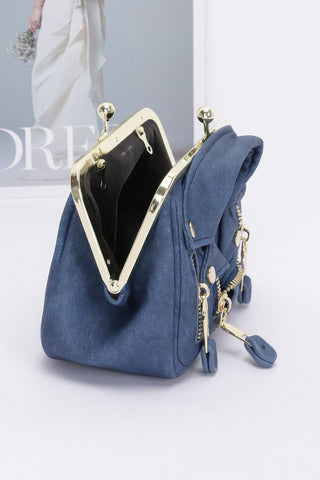 Faux Denim Leather Jacket Style Crossbody Bag - Wear Arielle
