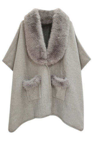 Faux Fur Collar Kimono One size - Wear Arielle