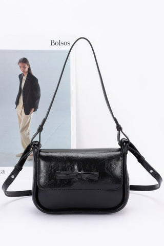 Faux Leather Bow Flap Bag - Wear Arielle