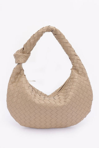 Faux Leather Braided Big Hobo Bag - Wear Arielle