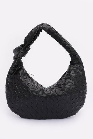 Faux Leather Braided Big Hobo Bag - Wear Arielle