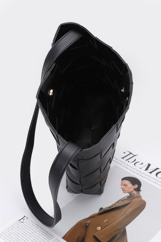 Faux Leather Braided Shoulder Bag W Pouch - Wear Arielle