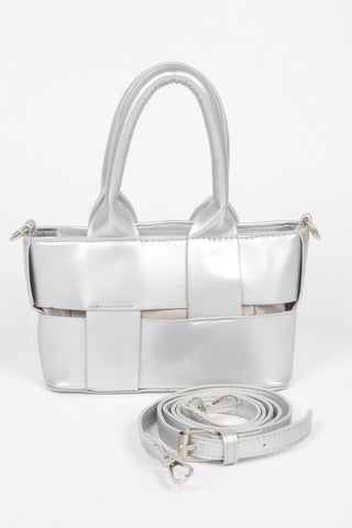 Faux Leather Braided Small Tote Bag - Wear Arielle
