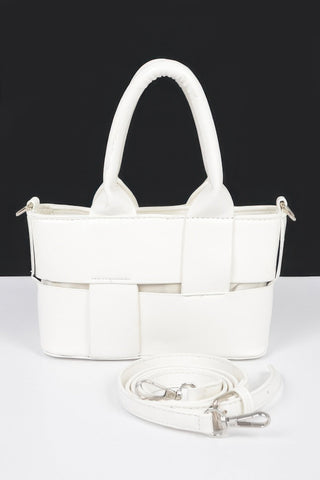 Faux Leather Braided Small Tote Bag - Wear Arielle