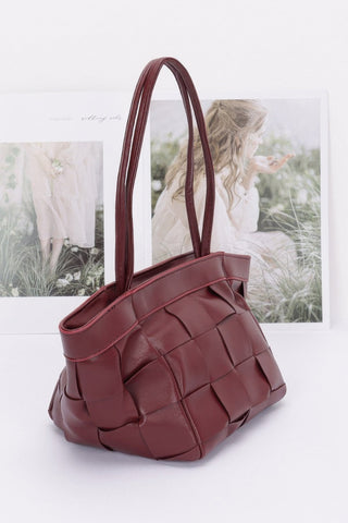 Faux Leather Braided Tote Bag - Wear Arielle