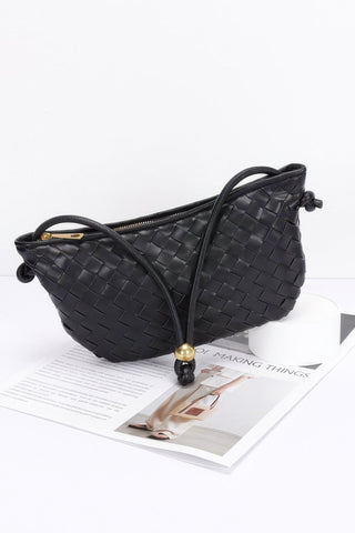 Faux Leather Braided Wrist And Shoulder Bag - Wear Arielle