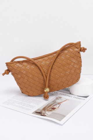 Faux Leather Braided Wrist And Shoulder Bag - Wear Arielle