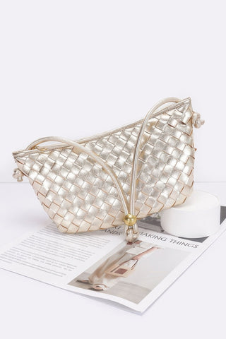 Faux Leather Braided Wrist And Shoulder Bag - Wear Arielle