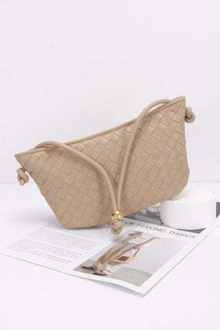 Faux Leather Braided Wrist And Shoulder Bag - Wear Arielle