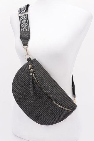 Faux Leather Fanny Pack W/ Multi Color Strap - Wear Arielle