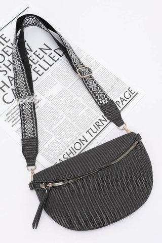 Faux Leather Fanny Pack W/ Multi Color Strap - Wear Arielle