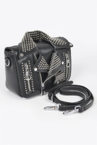 Faux Leather Metal Studded Jacket Clutch - Wear Arielle