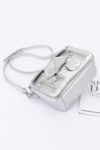 Faux Leather Metal Studded Jacket Clutch - Wear Arielle