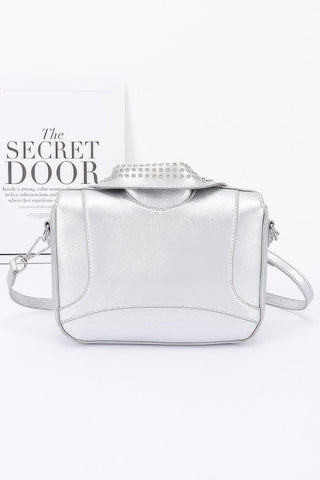 Faux Leather Metal Studded Jacket Clutch - Wear Arielle