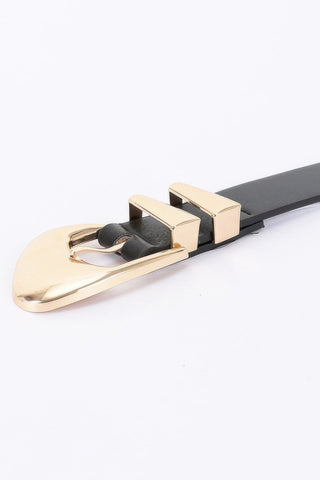 Faux Leather Multi Metal Buckle Belt - Wear Arielle